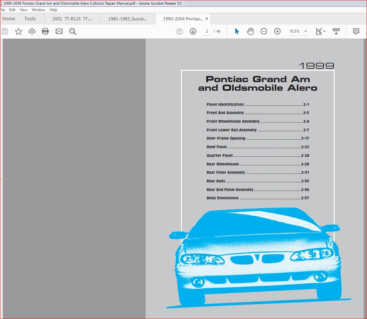 1990 2004 Pontiac Grand Am Collision Repair Manual Instant
