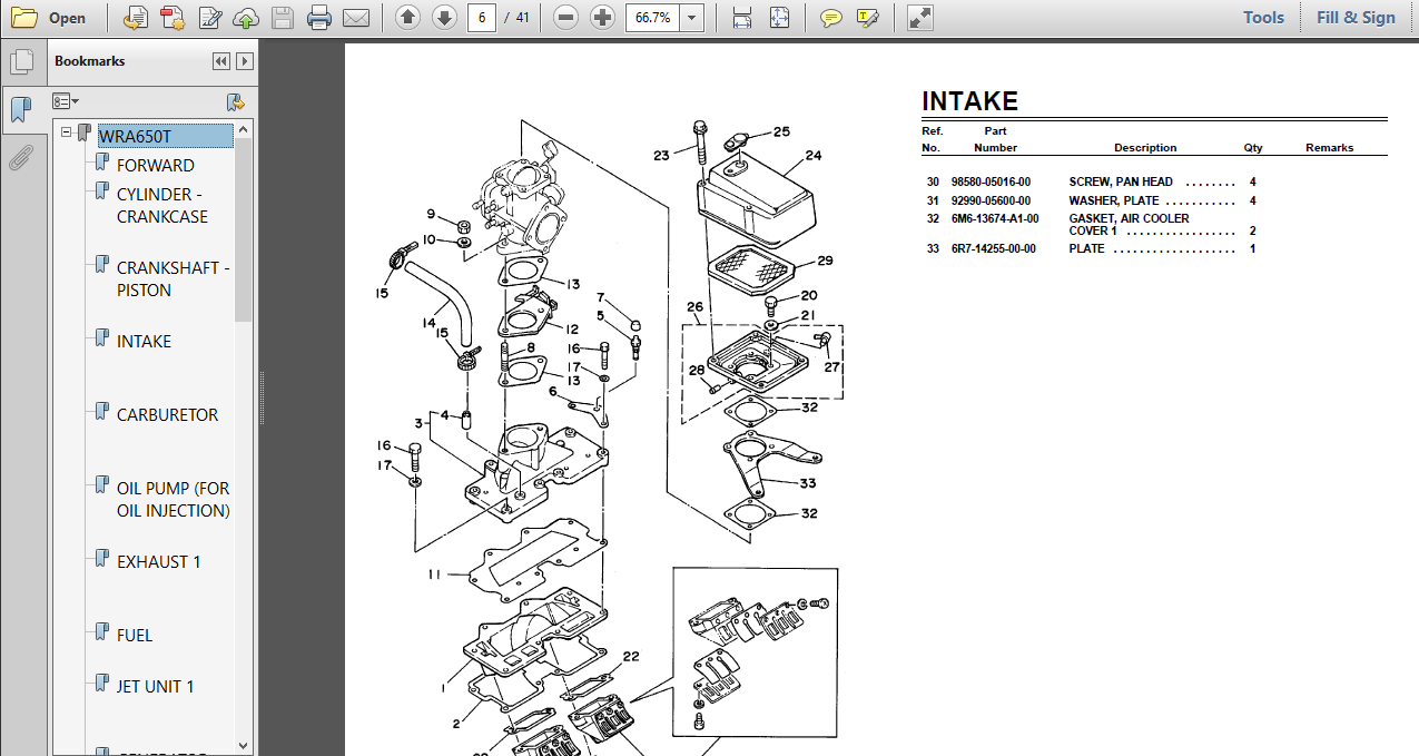 1995 Yamaha Wave Runner Iii Wra650t Parts Manual Catalog Download - PDF
