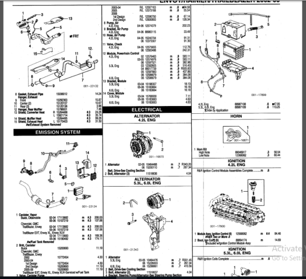 Chevy Trailblazer Parts Manual Catalog Download 20022006 PDF