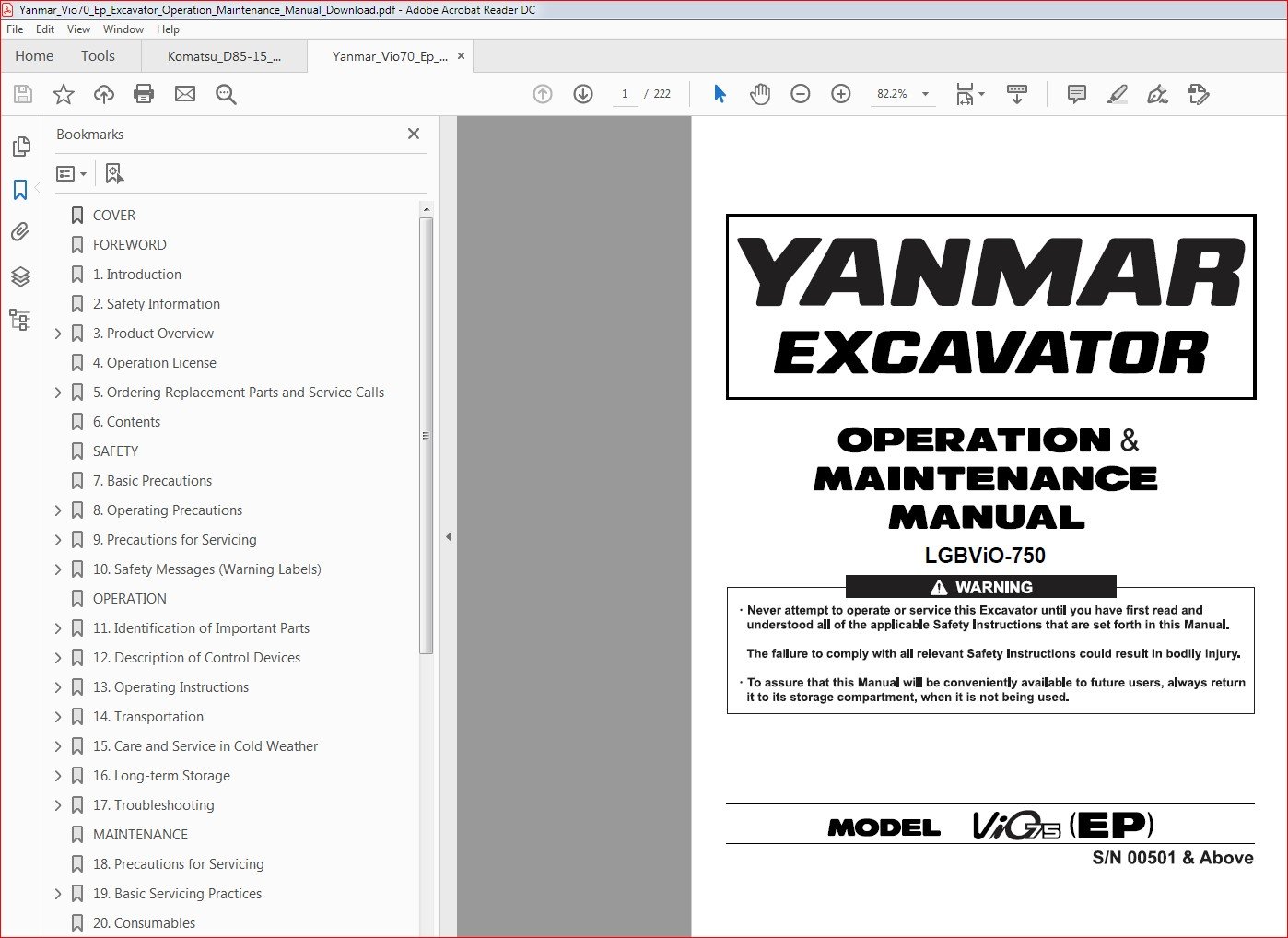 YANMAR EXCAVATOR VIO70 ENGINE WORKSHOP SERVICE REPAIR & PARTS MANUAL 