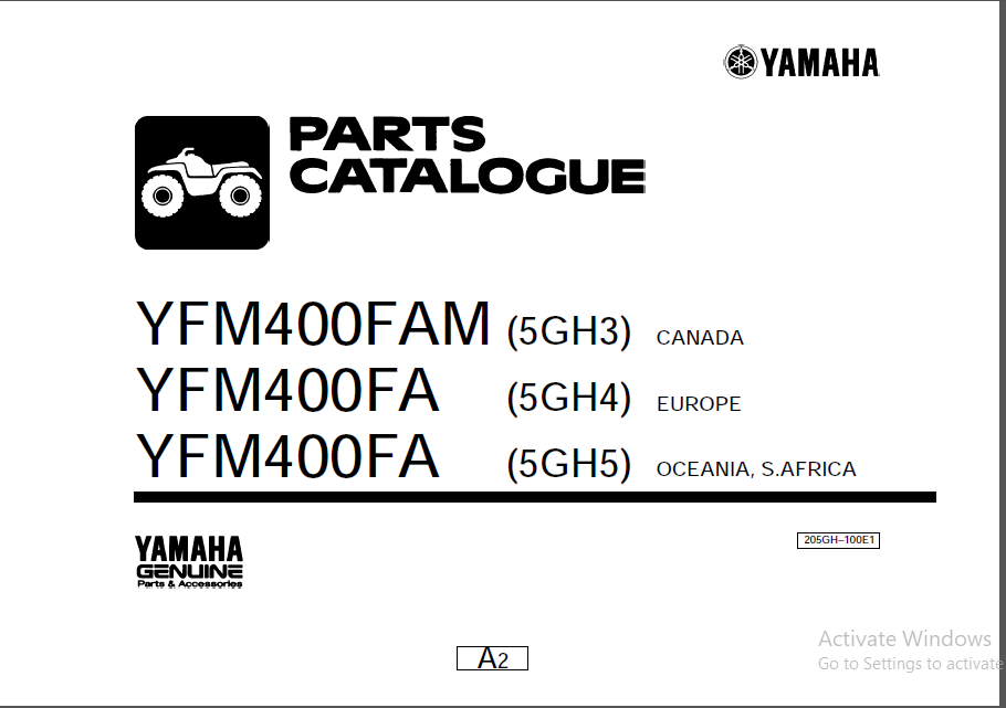 2000 Yamaha Atv Yfm400fam Yfm400fa Parts Catalogue PDF DOWNLOAD