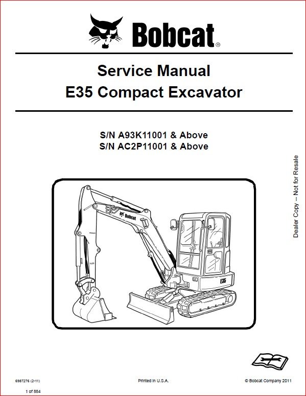 BOBCAT E35 COMPACT EXCAVATOR SERVICE REPAIR MANUAL PDF