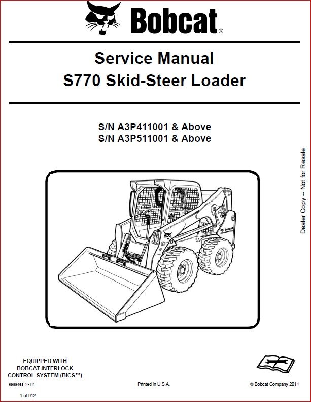 Bobcat S770 Skid Steer Loader Service Manual Shop Repair Book 1 Part # 6989468 for sale online 