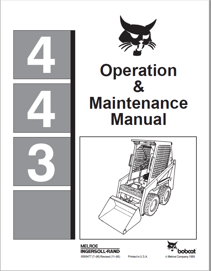 Bobcat 443 443b Operation Maintenance Manual - PDF Download