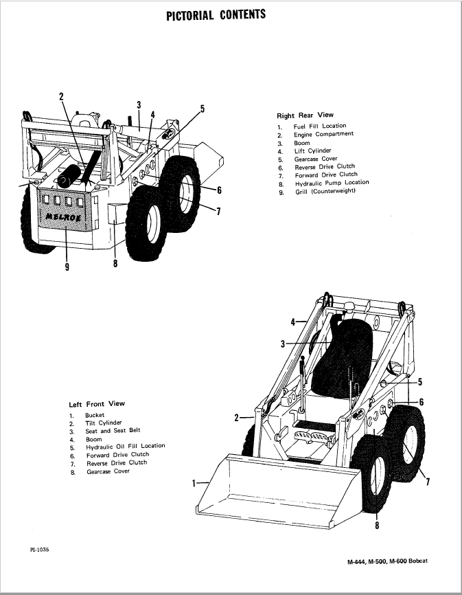 Bobcat M444 M500 M600 M610 Skid Steer Loader Service Manual on a CD 