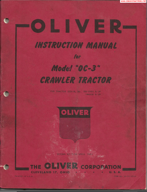New Parts Manual for Oliver OC-3 Crawler