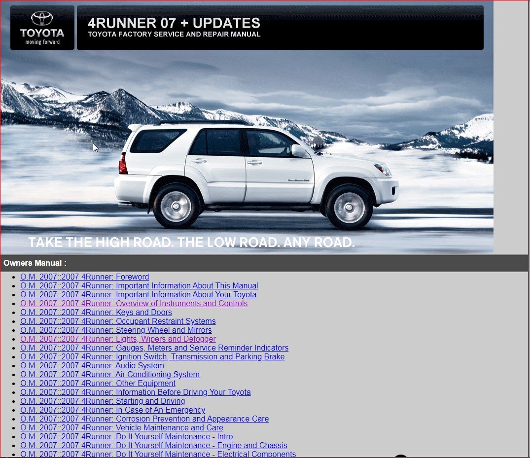 Toyota 4 Runner 2007 COMPLETE SERVICE REPAIR MANUAL DOWNLOAD