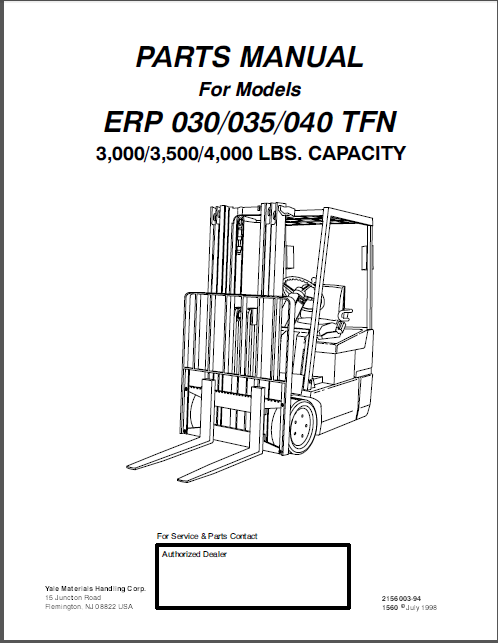 YALE FORKLIFT SERVICE AND PARTS MANUALS PDF DOWNLOAD 