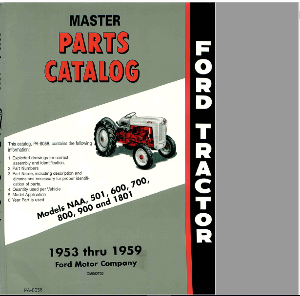 1953 1959 FORD TRACTOR MODELS NAA 501 600 700 800 900 1801 MASTER