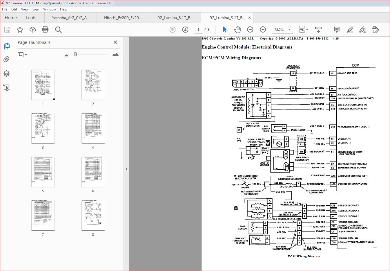 1992 Chevrolet Lumina Engine Control Module Wiring Diagram - PDF