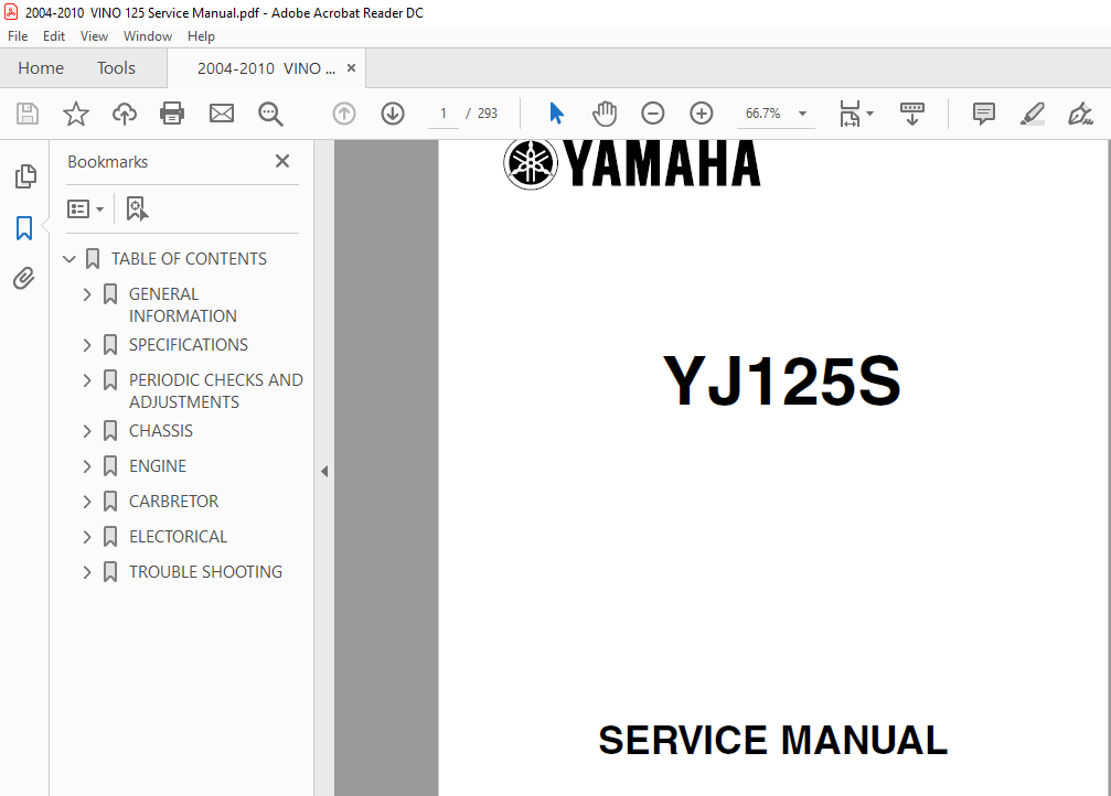 2004 2010 Yamaha Vino 125 Yj125 Scooter Service Manual Owner S Manual Ultimate Set Pdf Download Heydownloads Manual Downloads