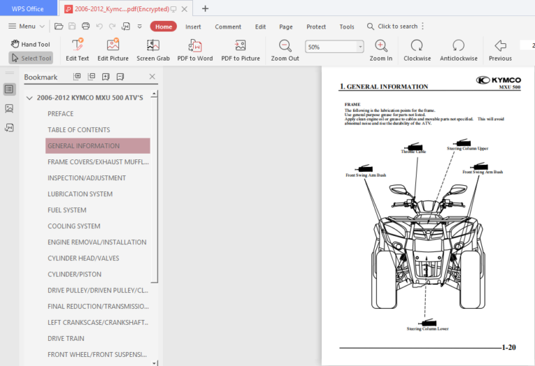 2006 - 2012 Kymco Mxu 500 Atv Repair Manual - PDF Download