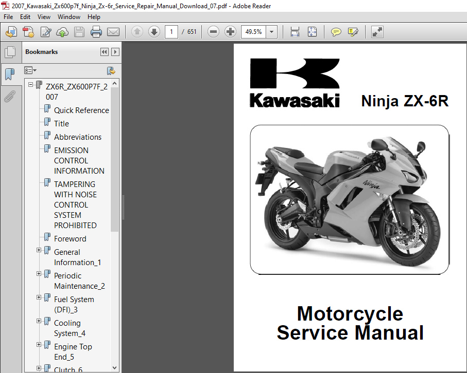 2007 ZX6R SERVICE MANUAL PDF FREE DOWNLOAD visual data 6