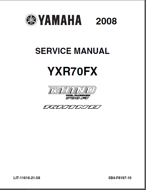 YAMAHA RHINO 700 FI Service Repair Manual Maintenance Workshop  BOOK 2012 2013
