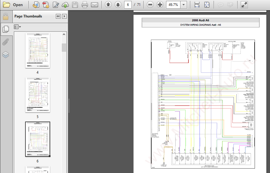 Audi A6 Wiring Electrical System Diagrams Workshop Manual