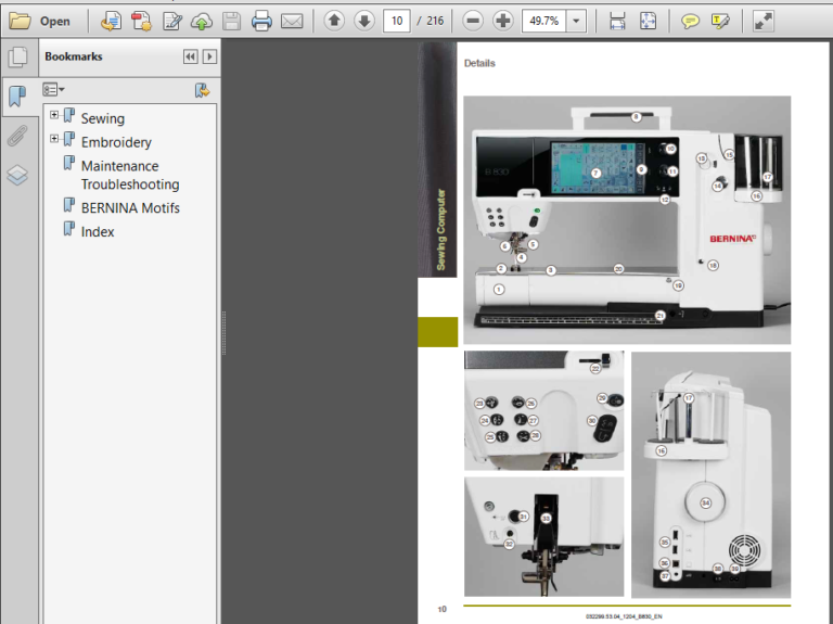 Bernina 830 Sewing Machine Instruction Manual - PDF Download