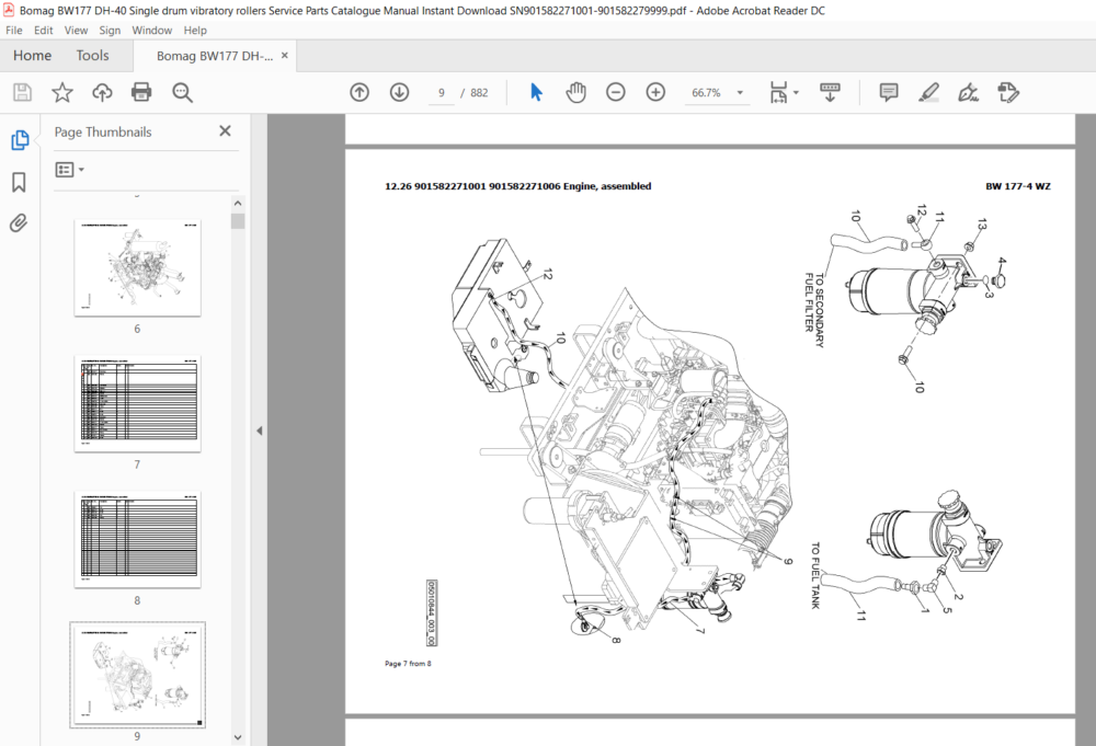 Bomag BW177 DH40 Single drum vibratory rollers Service Parts Catalogue