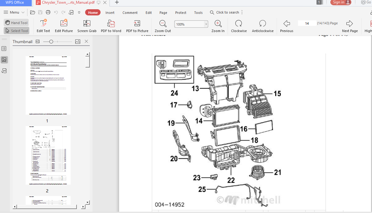 Chrysler Town Country 20112012 Parts Manual PDF Download