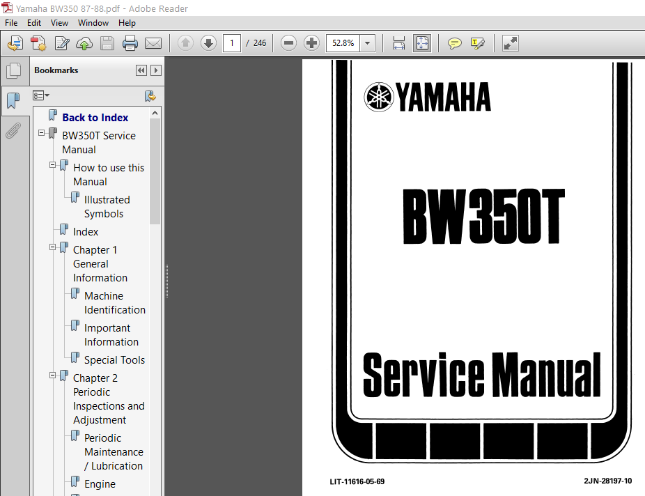 86-88 Yamaha Big Wheel 350 BW350 Series Maintenance & Repair Manual 