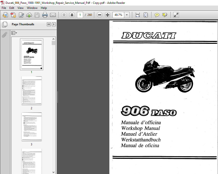 Ducati 906 Paso 19881991 Repair Service Manual PDF Download