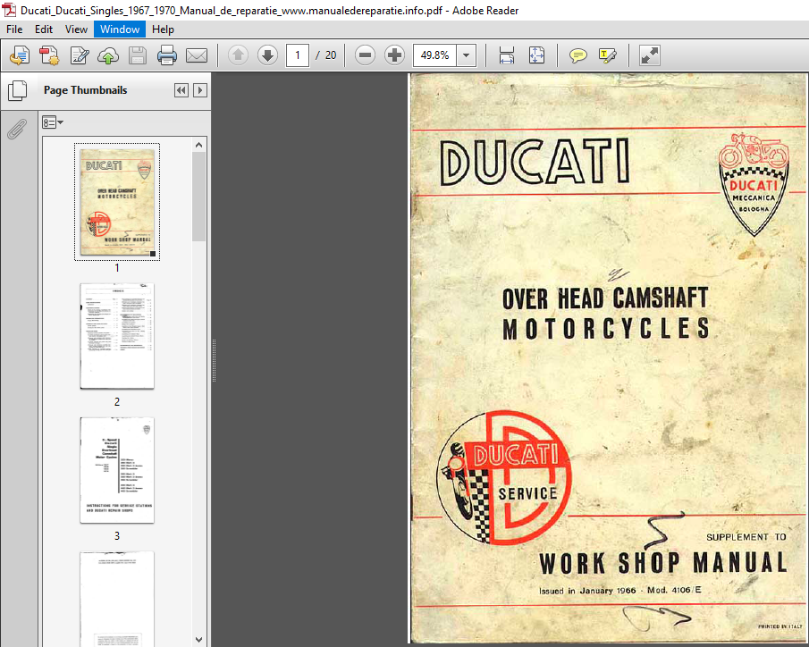Ducati Ohc Singles Service Repair Manual 1967 1968 PDF