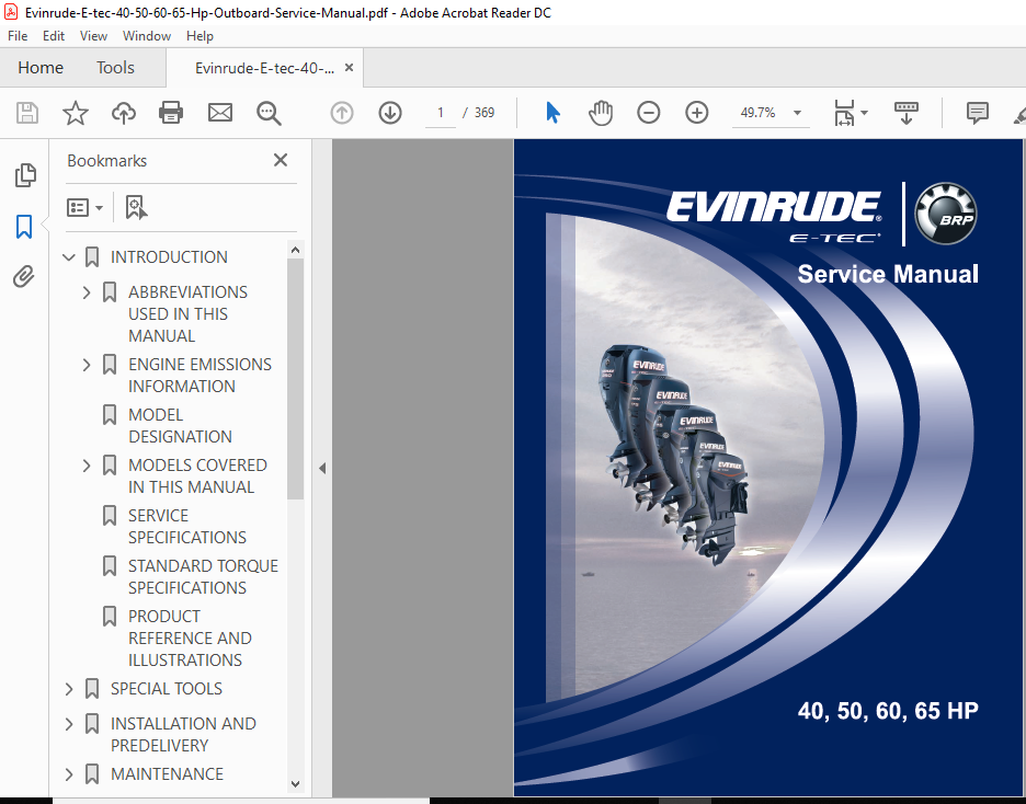 Evinrude E-tec 40 50 60 65 Hp Outboard Service Manual - PDF Download