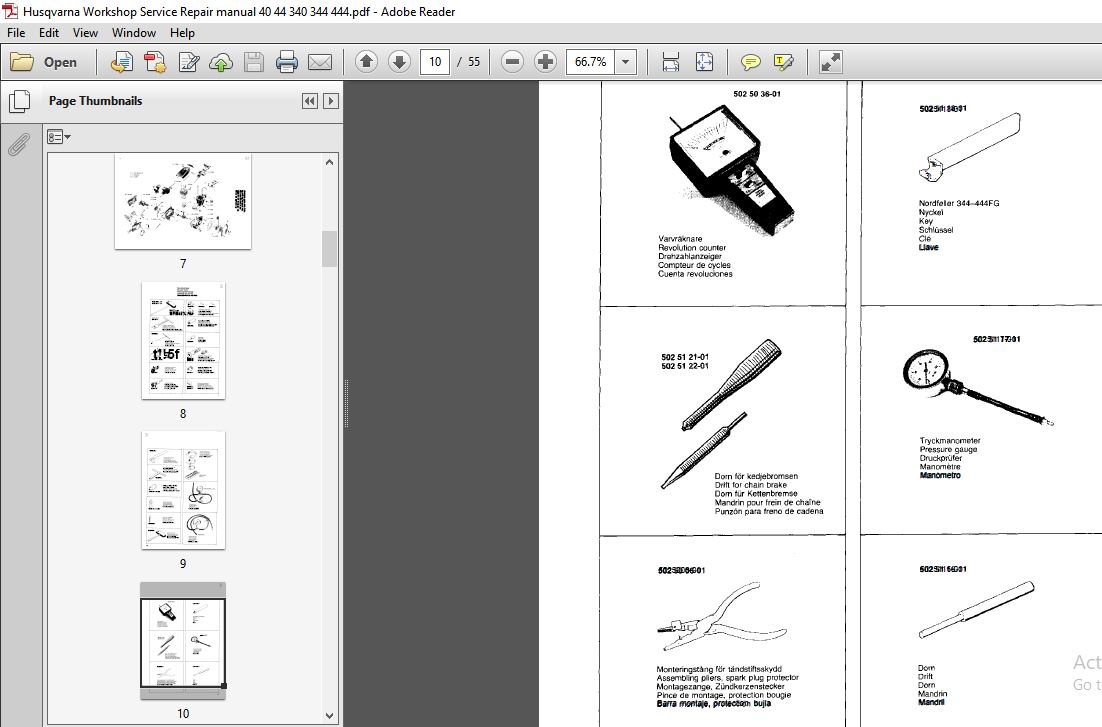 Husqvarna Service Repair manual 40 44 340 344 444 PDF