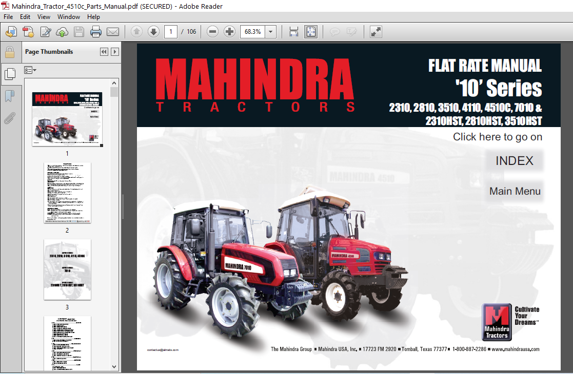 Mahindra Tractor 4510c Parts Manual PDF DOWNLOAD HeyDownloads