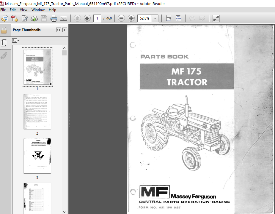 Details about   Massey Ferguson 175 178 Tractor Parts Manual Catalog UK Version 