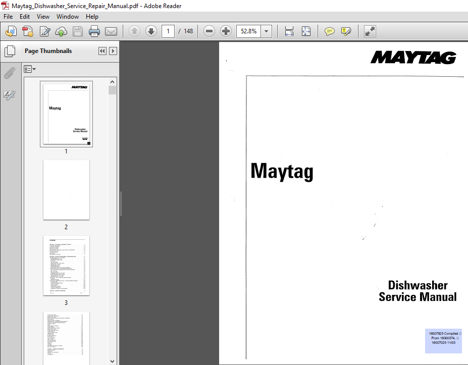 maytag dishwasher service manual