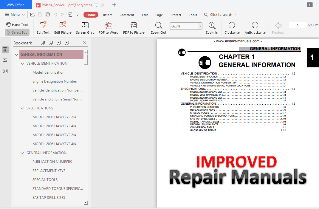 Polaris Service Repair Manual Atv Hawkeye 300 2x4 4x4 00 09 Pdf Download Heydownloads Manual Downloads
