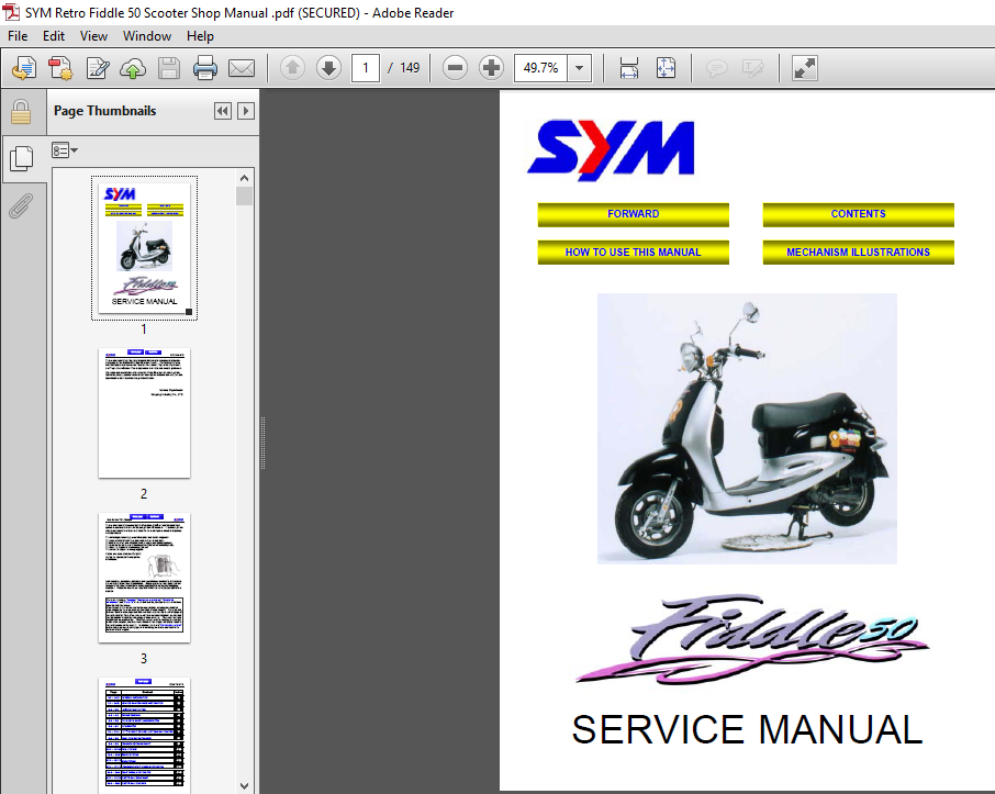 pave afbalanceret Paradoks SYM Retro Fiddle 50 Scooter Service Repair Manual - PDF Download -  HeyDownloads - Manual Downloads