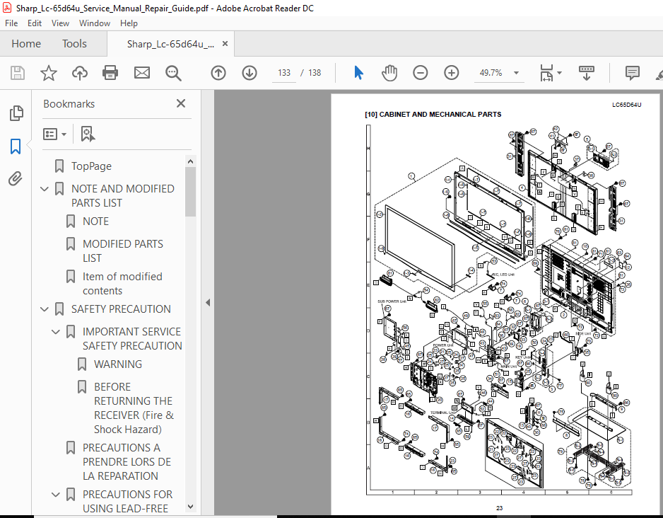 Sharp Lc 65d64u Service Manual Repair Guide PDF Download - HeyDownloads ...