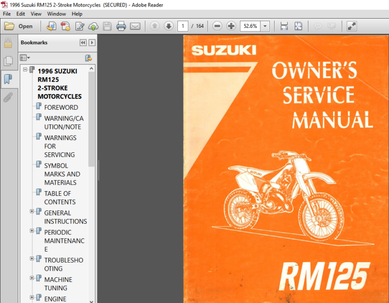 Suzuki Rm125 Dirt Bike 2 Stroke Full Service Repair Manual 1996 2007 PDF DOWNLOAD