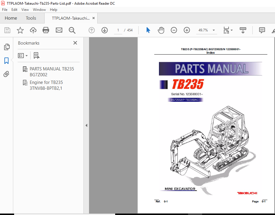 Takeuchi Tb235 Parts List - PDF DOWNLOAD ~ HeyDownloads - Manual Downloads