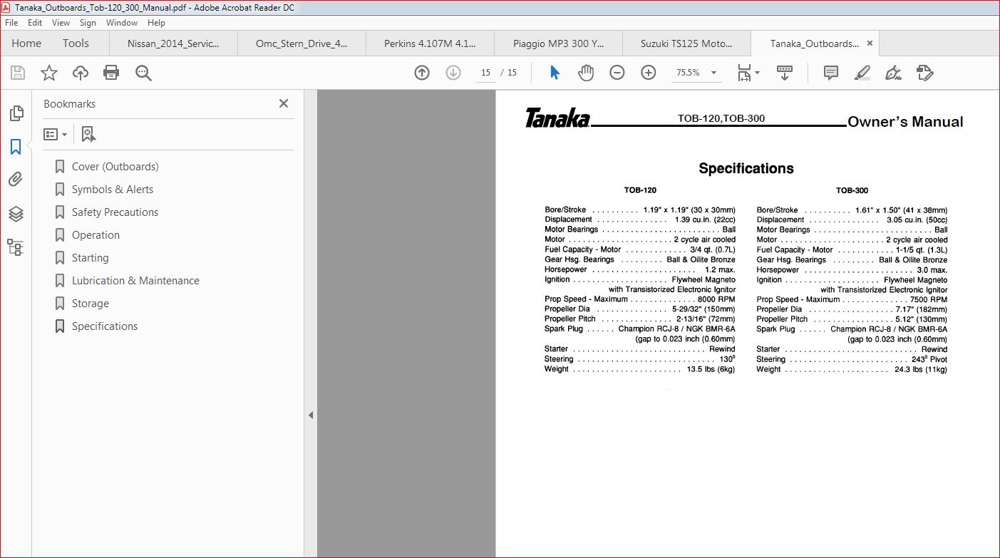 Tanaka Outboards Tob 120 300 Manual PDF DOWNLOAD HeyDownloads