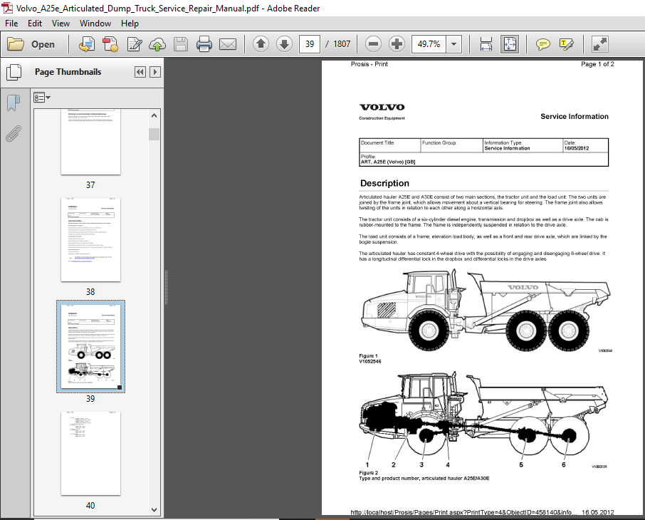 Volvo A25e Articulated Dump Truck Service Repair Manual - PDF Download