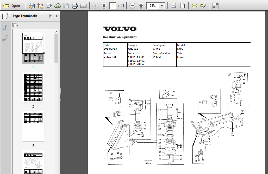 Volvo Bm L90c Wheel Loader Service Parts Catalogue Manual - PDF Download -  HeyDownloads - Manual Downloads