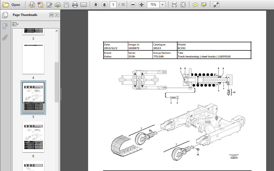 Volvo Ec35c Compact Excavator Service Parts Catalogue Manual - PDF Download  - HeyDownloads - Manual Downloads