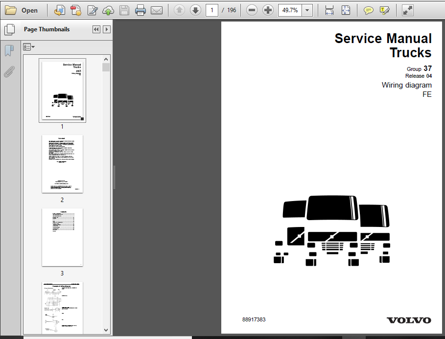 Volvo Fe Truck Wiring Diagram Service Manual (June 2009) PDF Download