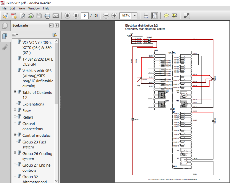 Volvo V70 Xc70 S80 2008 Electrical Wiring Diagram Manual - PDF Download