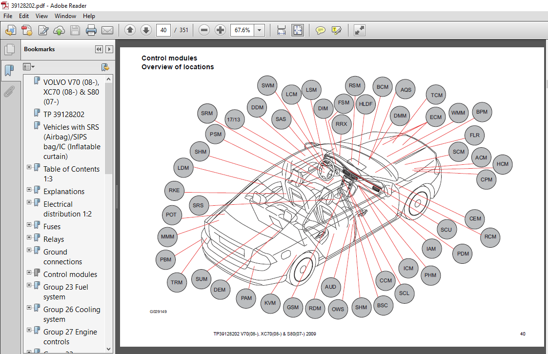 Volvo V70 Xc70 S80 2009 Electrical Wiring Diagram Manual PDF Download