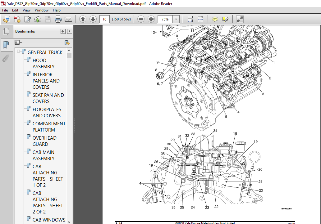 Yale D878 Glp70vx Gdp70vx Glp60vx Gdp60vx Forklift Parts Manual Pdf Download Heydownloads Manual Downloads