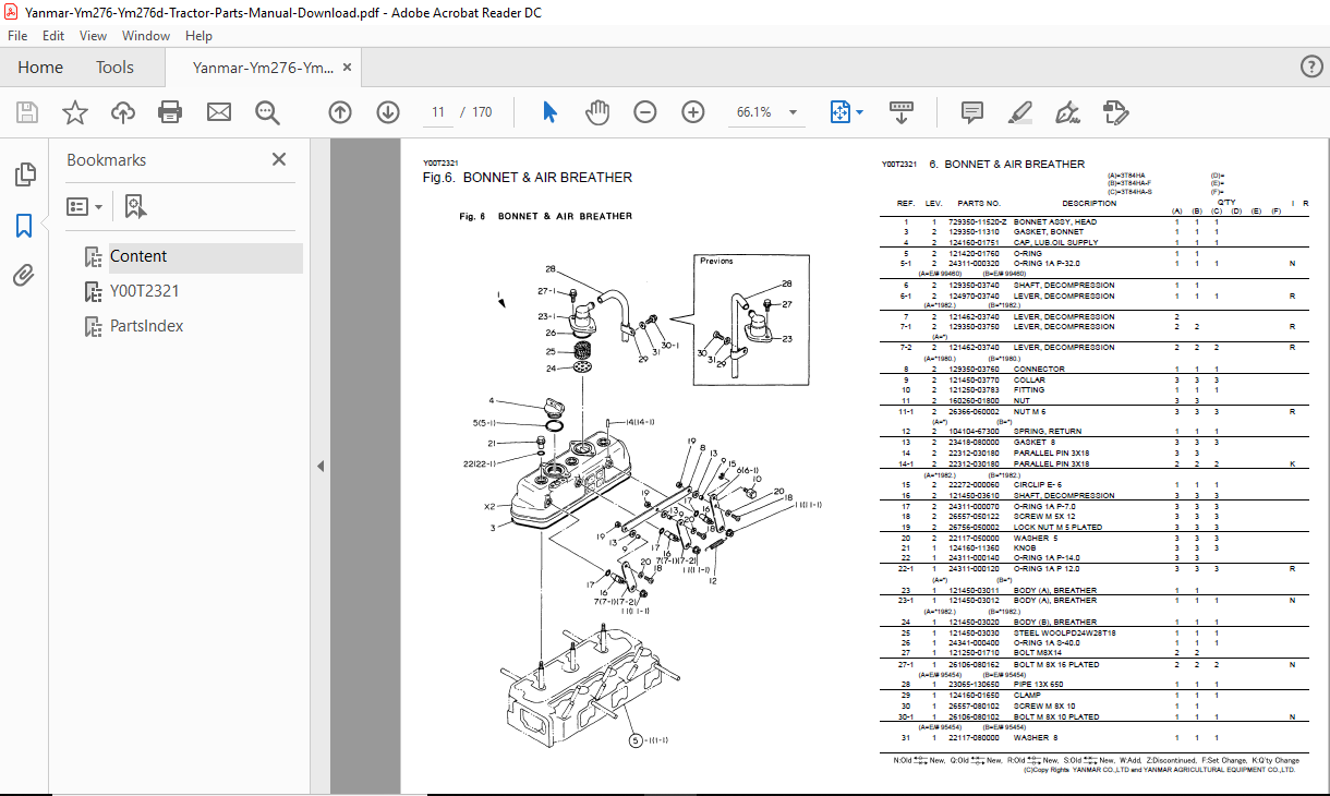Yanmar Ym276 Ym276d Tractor Parts Manual Download HeyDownloads