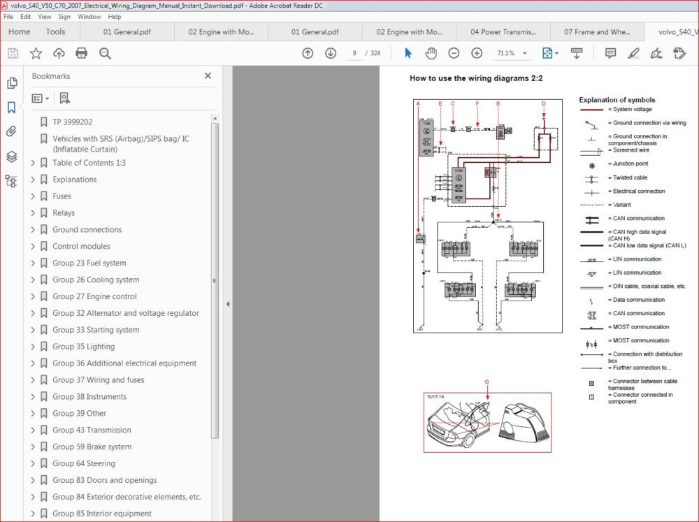 volvo S40 V50 C70 2007 Electrical Wiring Diagram Manual Instant