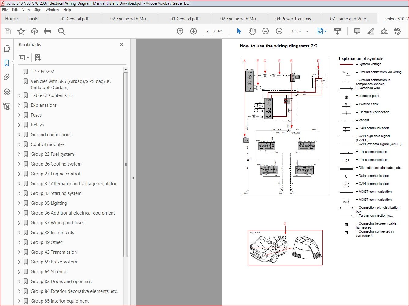 volvo S40 V50 C70 2007 Electrical Wiring Diagram Manual Instant