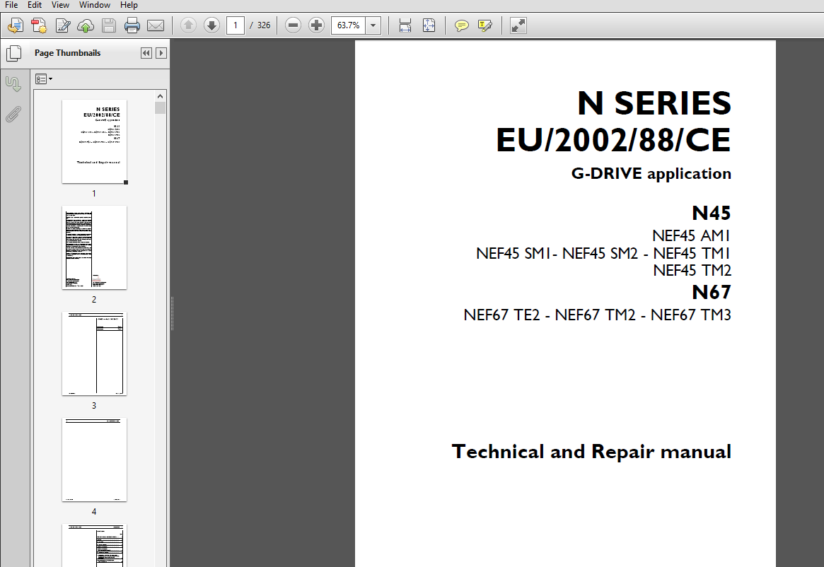 JCB Engines CNH Iveco N Series EU2002 88CE N45 N67 Technical and Repair