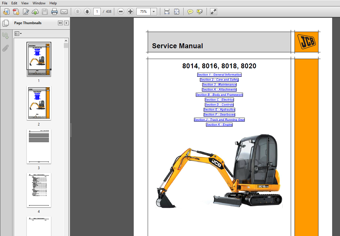 JCB 8020 Mini Excavator Service Repair Manual CD 