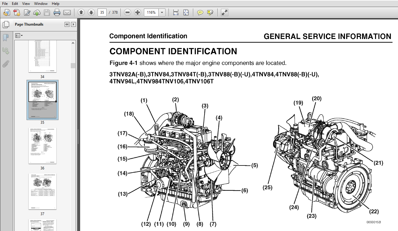 YANMAR 3TNV82, 3TNV84, 3TNV88, 4TNV84, 4TNV88, 4TNV94, 4TNV98, 4TNV106