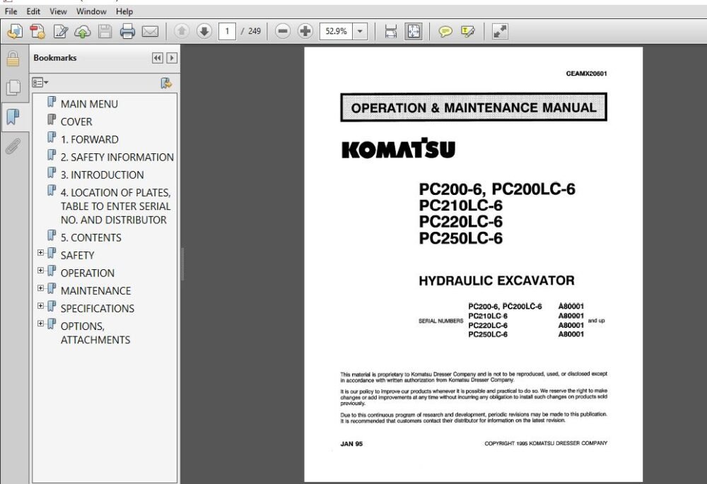 KOMATSU PC200-6,PC200LC-6 PC210LC-6 PC220LC-6 PC250LC-6 HYDRAULIC